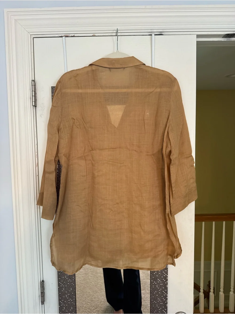 Lafayette 148 Lightweight Button-Up Blouse in Camel Brown - Picture 2 of 4